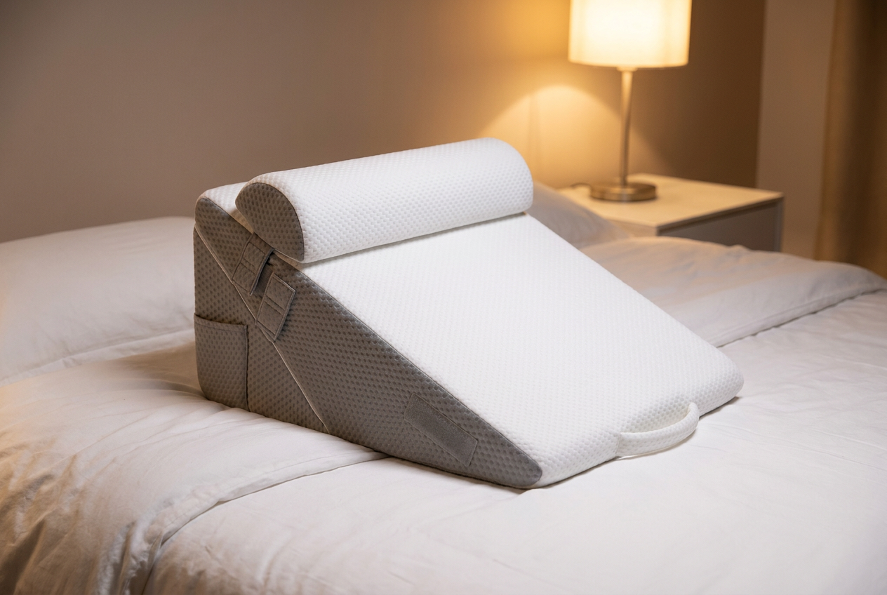 FAVIX sleep elevation wedge on a bed at the incline